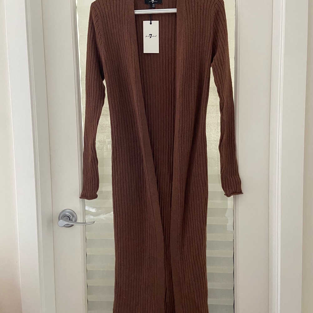 7 for All Man Kind Brown Ribbed Long Cardigan